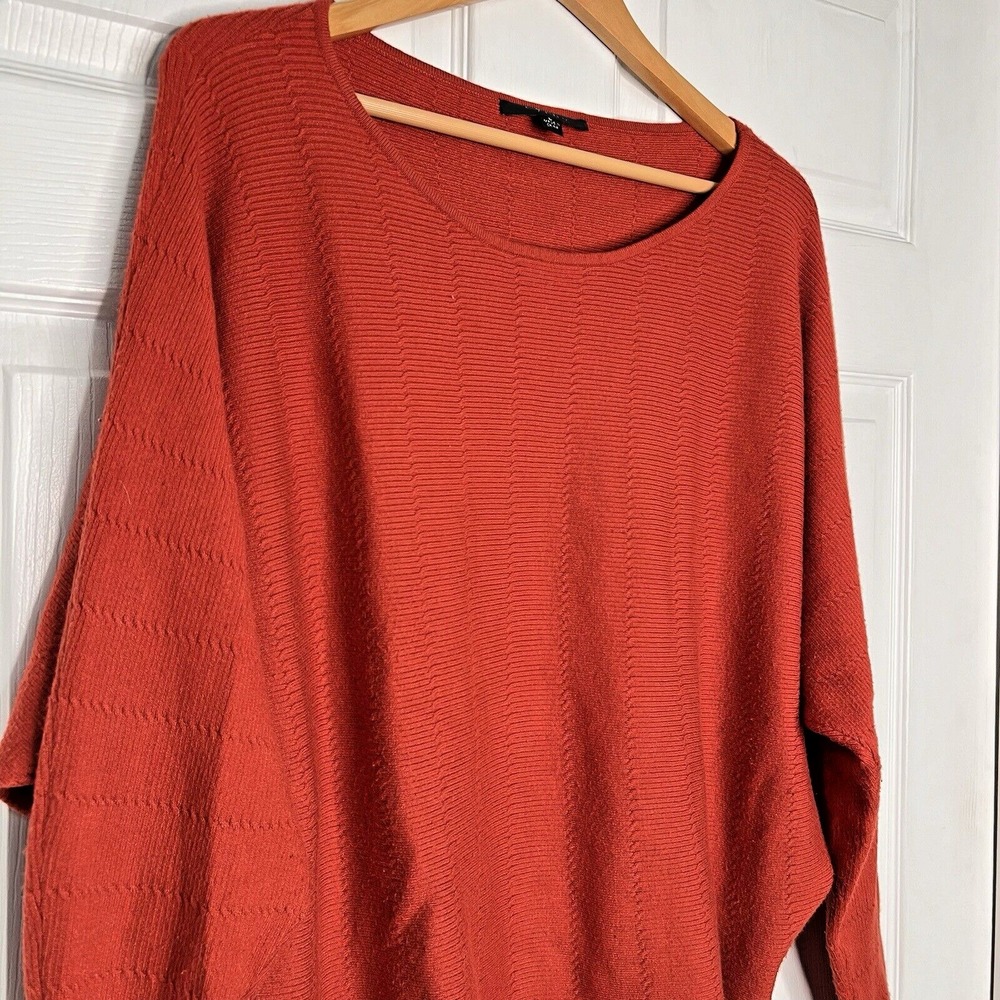 Cyrus Womens Large Sweater Slouchy Dolman Burnt Orange Stretch Cozy Classic - Picture 2 of 9